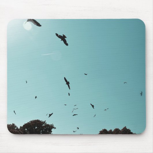 多くの鳥とコントレイル マウスパッド (正面)