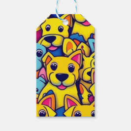 多くの黄色い犬は幸せな犬 ギフトタグ