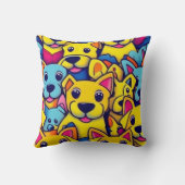 多くの黄色い犬は幸せな犬 クッション (裏面)