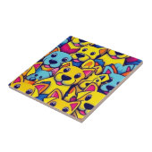 多くの黄色い犬は幸せな犬 タイル (側面)