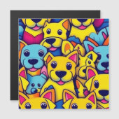 多くの黄色い犬は幸せな犬 マグネット招待状 (正面/裏面)