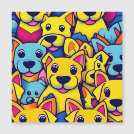 多くの黄色い犬は幸せな犬 マグネット招待状