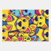 多くの黄色い犬は幸せな犬 ラッピングペーパーシート (正面2)