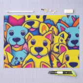 多くの黄色い犬は幸せな犬 薄葉紙 (クラフト)