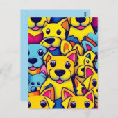 多くの黄色い犬 幸せな犬たち ポストカード (正面/裏面)