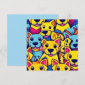 多くの黄色い犬 幸せな犬たち 招待状 (正面/裏面)