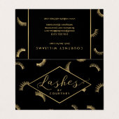 多くのLashesサロンブラック/金ゴールドアフターケア 名刺 (外部フラット)