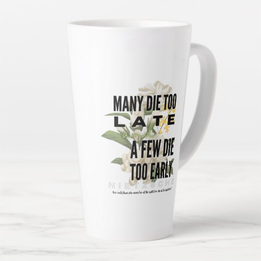 多くは死ぬが早すぎる。ニーチェ カフェラテマグ (右アングル)