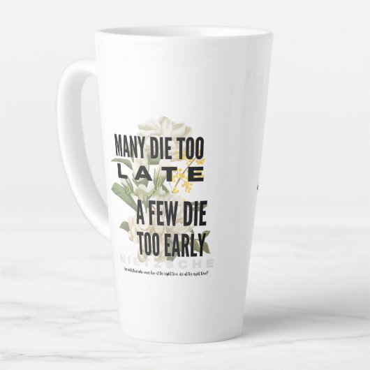 多くは死ぬが早すぎる。ニーチェ カフェラテマグ (左アングル)