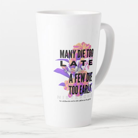 多くは死ぬが早すぎる。ニーチェ カフェラテマグ (右アングル)