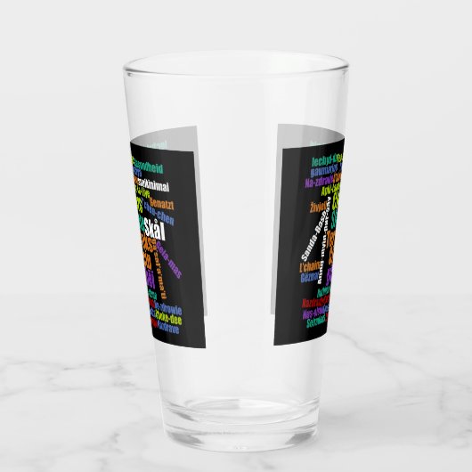 多カラフルくの言語のワードアート応援 タンブラーグラス (右)