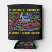 多カラフルくの言語のワードアート応援 缶クーラー (裏面)