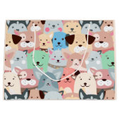 多カラフル犬デザイン大抱き枕 ラージペーパーバッグ (正面)