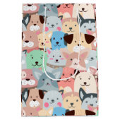 多カラフル犬デザイン ミディアムペーパーバッグ (裏面)