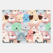多カラフル犬デザイン ラッピングペーパーシート (正面)