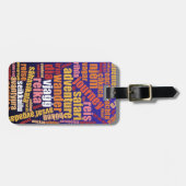 多カラフル言語での旅Word Cloud ラゲッジタグ (正面横)