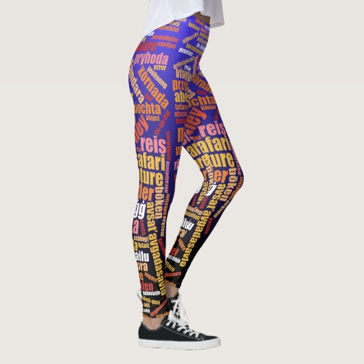 多カラフル言語での旅Word Cloud レギンス (右)