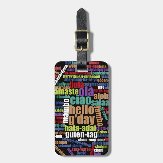多カラフル言語でWord Cloud ラゲッジタグ (正面縦)