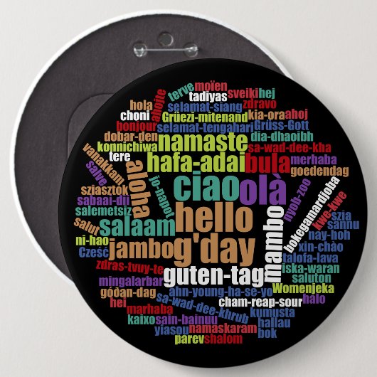 多カラフル言語でWord Cloud 缶バッジ (正面&裏面)