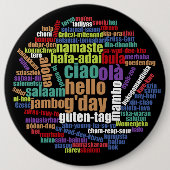 多カラフル言語でWord Cloud 缶バッジ (正面)