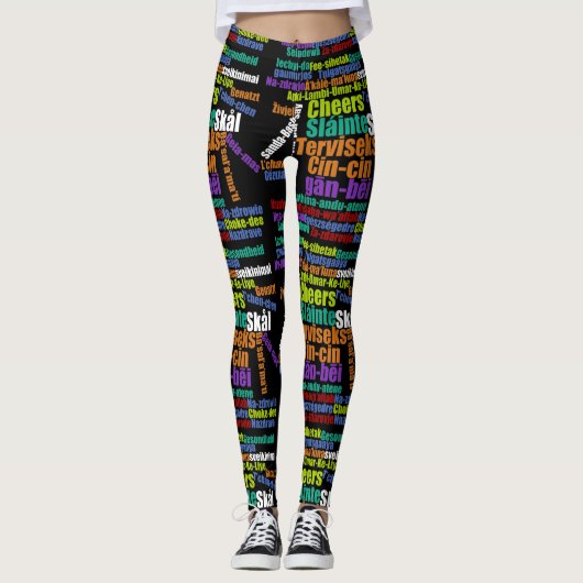 多カラフル言語の応援トーストWord Cloud レギンス (正面)