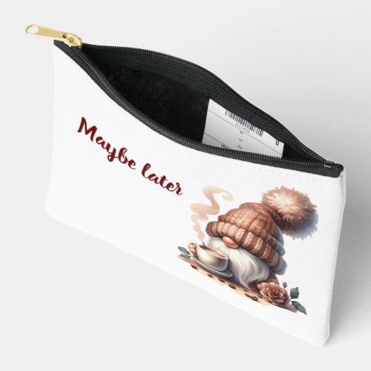 "多分もっと後"幸せな格言飲みコーヒー アクセサリーポーチ (見開き)