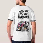 多分速くないけど激しい！面白い引用Tシャツ |  Tシャツ (裏面フル)
