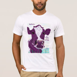 多分飛行を熟視している紫色牛かなり Tシャツ