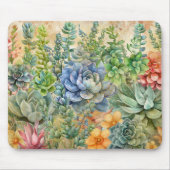 多品種の多肉植物 マウスパッド (正面)