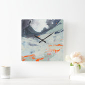 多声の海ベージュ色 スクエア壁時計 (ホーム)