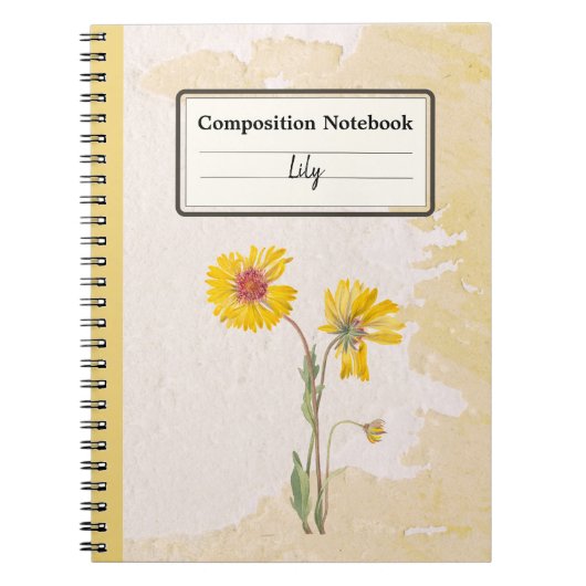 多年生ガイラディア花パーソナライズされた房 ノートブック (正面)