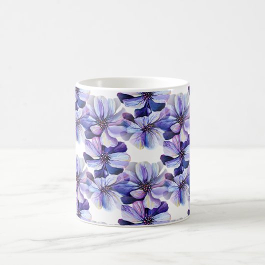 多年生植物の素晴らしいシームレスな薄紫パターン コーヒーマグカップ (中央)