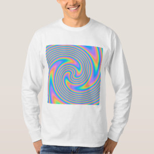 多彩でサイケデリックなねじれの渦巻パターン Tシャツ