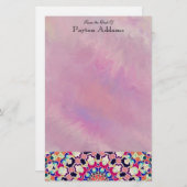 多彩で抽象的な万華鏡のように千変万化するパターンの曼荼羅 便箋 (正面/裏面)