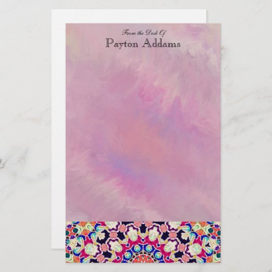 多彩で抽象的な万華鏡のように千変万化するパターンの曼荼羅 便箋 (正面/裏面)