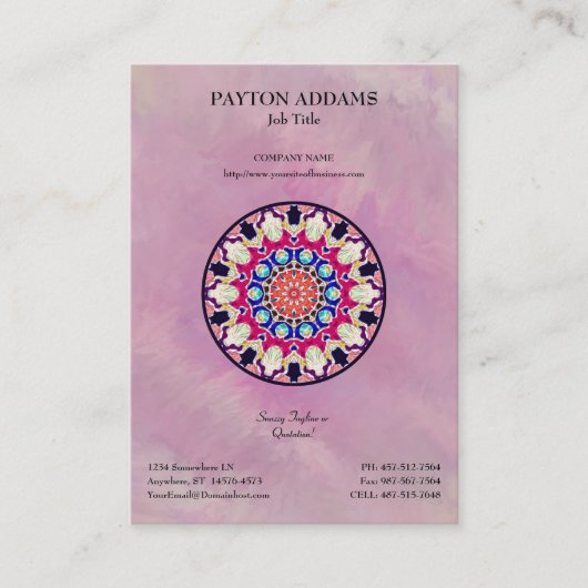 多彩で抽象的な万華鏡のように千変万化するパターンの曼荼羅 名刺 (正面)