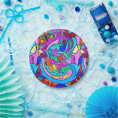 多彩で素晴しい平和および愛 ペーパープレート (パーティー)