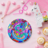 多彩で素晴しい平和および愛 ペーパープレート (パーティー)