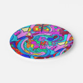 多彩で素晴しい平和および愛 ペーパープレート (アングル)