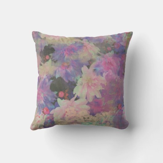 多彩で美しい花の装飾的な枕 クッション (裏面)