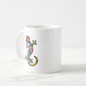 多彩なさらさの登山のヤモリのトカゲ コーヒーマグカップ (正面左)