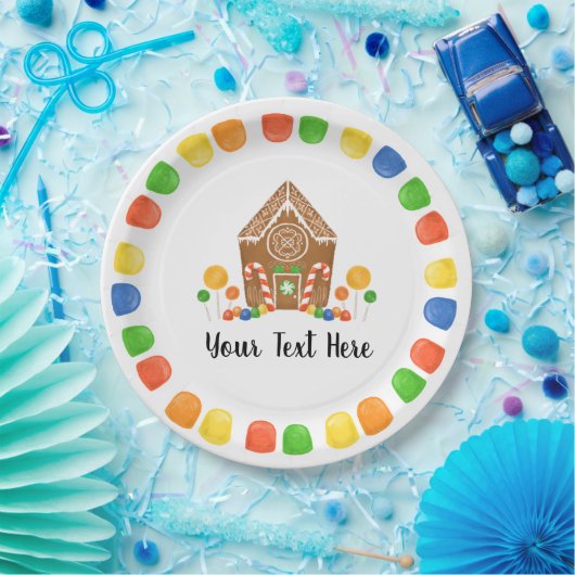 多彩なキャンデーのお菓子の家のGumdropの休日 ペーパープレート (パーティー)