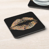 多彩なグリッターの唇 コースター (左側)