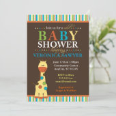 多彩なジャングルのキリンのベビーシャワー招待状 招待状 (スタンド正面)