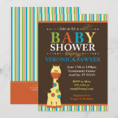 多彩なジャングルのキリンのベビーシャワー招待状 招待状 (正面/裏面)