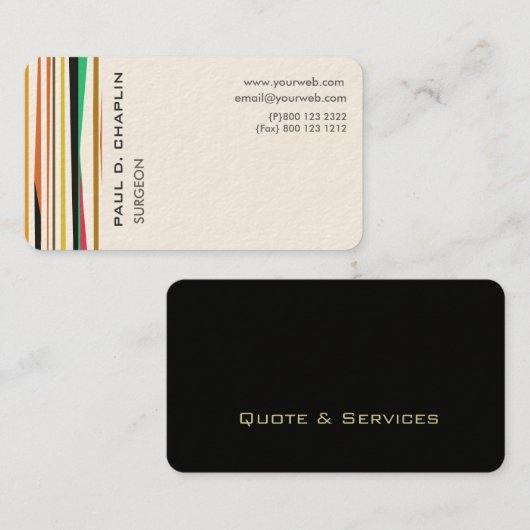 多彩なストライプの粋でモダンな小児科の医者 予約カード (正面/裏面)