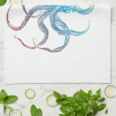 多彩なタコのシルエット キッチンタオル (折り畳み)