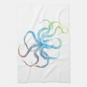 多彩なタコのシルエット キッチンタオル (縦)