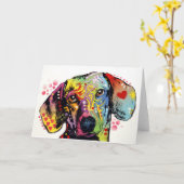 多彩なダックスフントの芸術 カード (黄色い花)