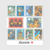 多彩なハロウィーン幸せなかわいいおもしろい女 シール (シート)